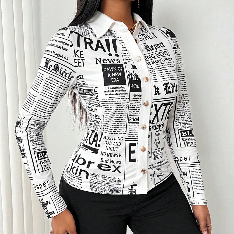 Women's Long Sleeve Casual Printed Shirt