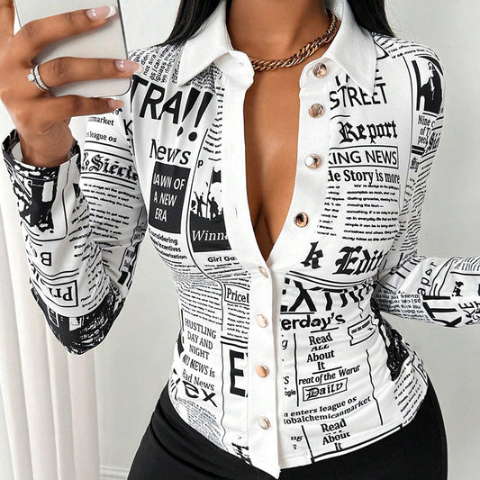 Women's Long Sleeve Casual Printed Shirt