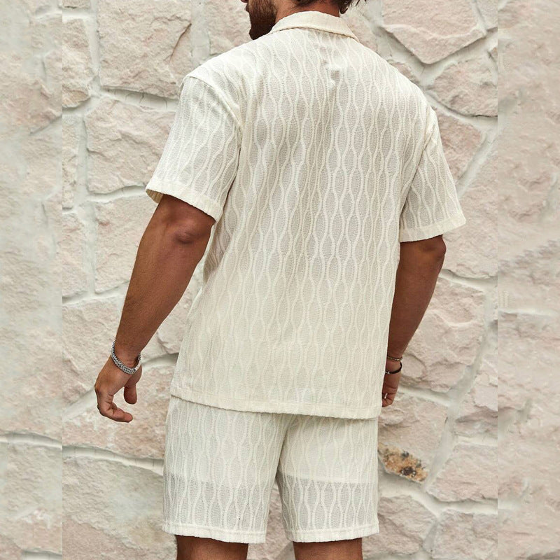 Men's Casual Two Pieces Button Shirt & Shorts Set