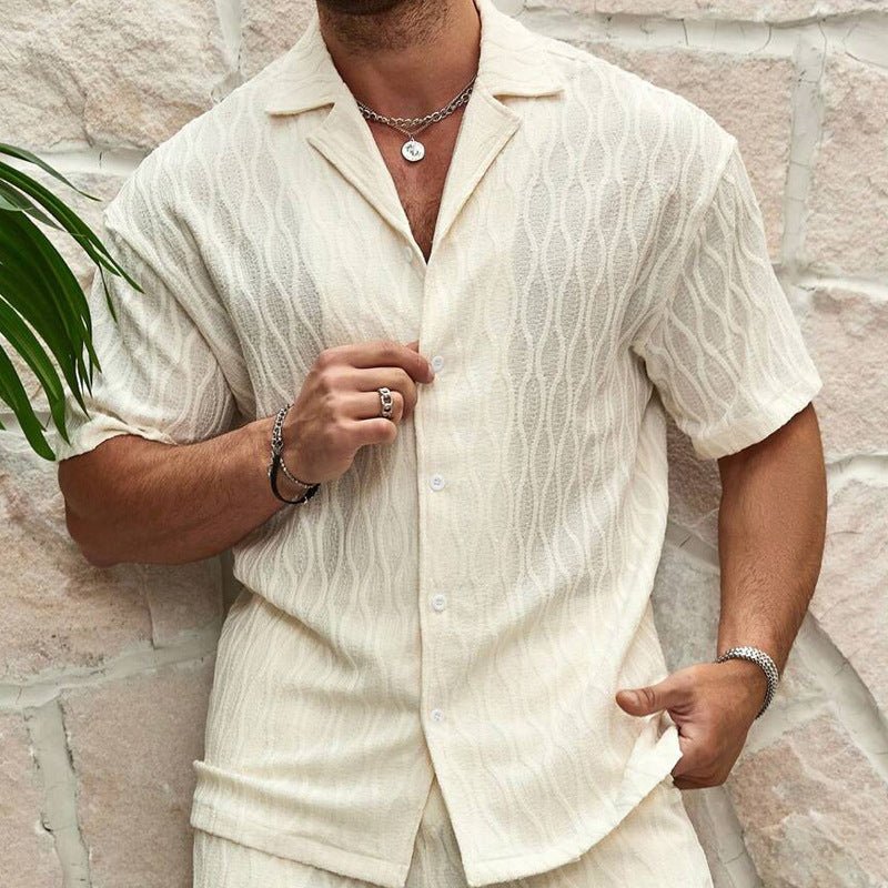 Men's Casual Two Pieces Button Shirt & Shorts Set
