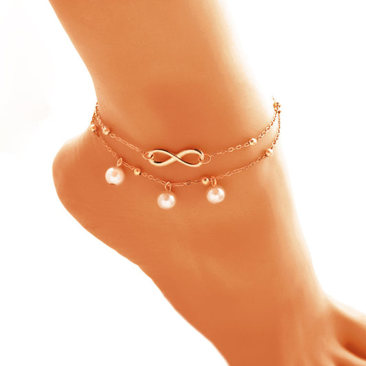 Women's Infiniti Anklet Double-layer Pearls