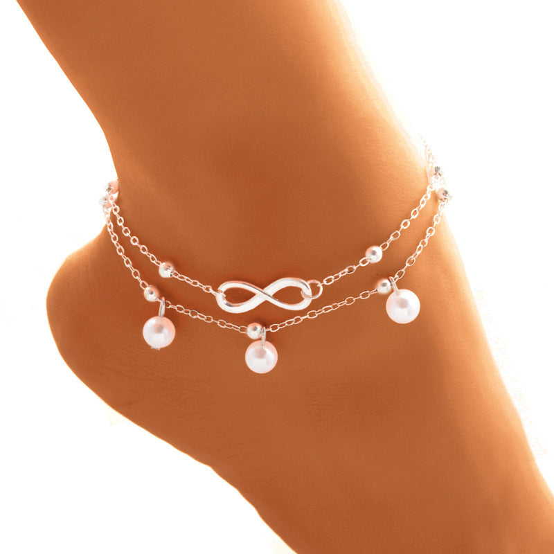Women's Infiniti Anklet Double-layer Pearls