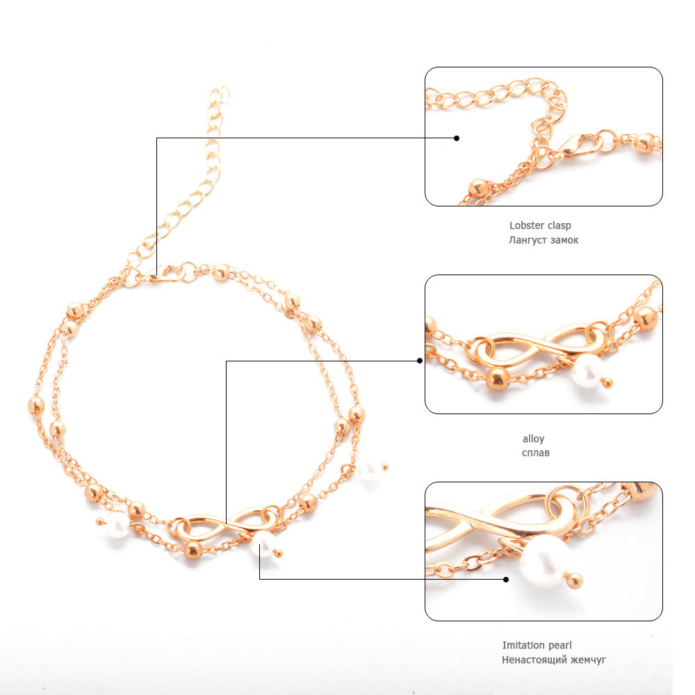 Women's Infiniti Anklet Double-layer Pearls