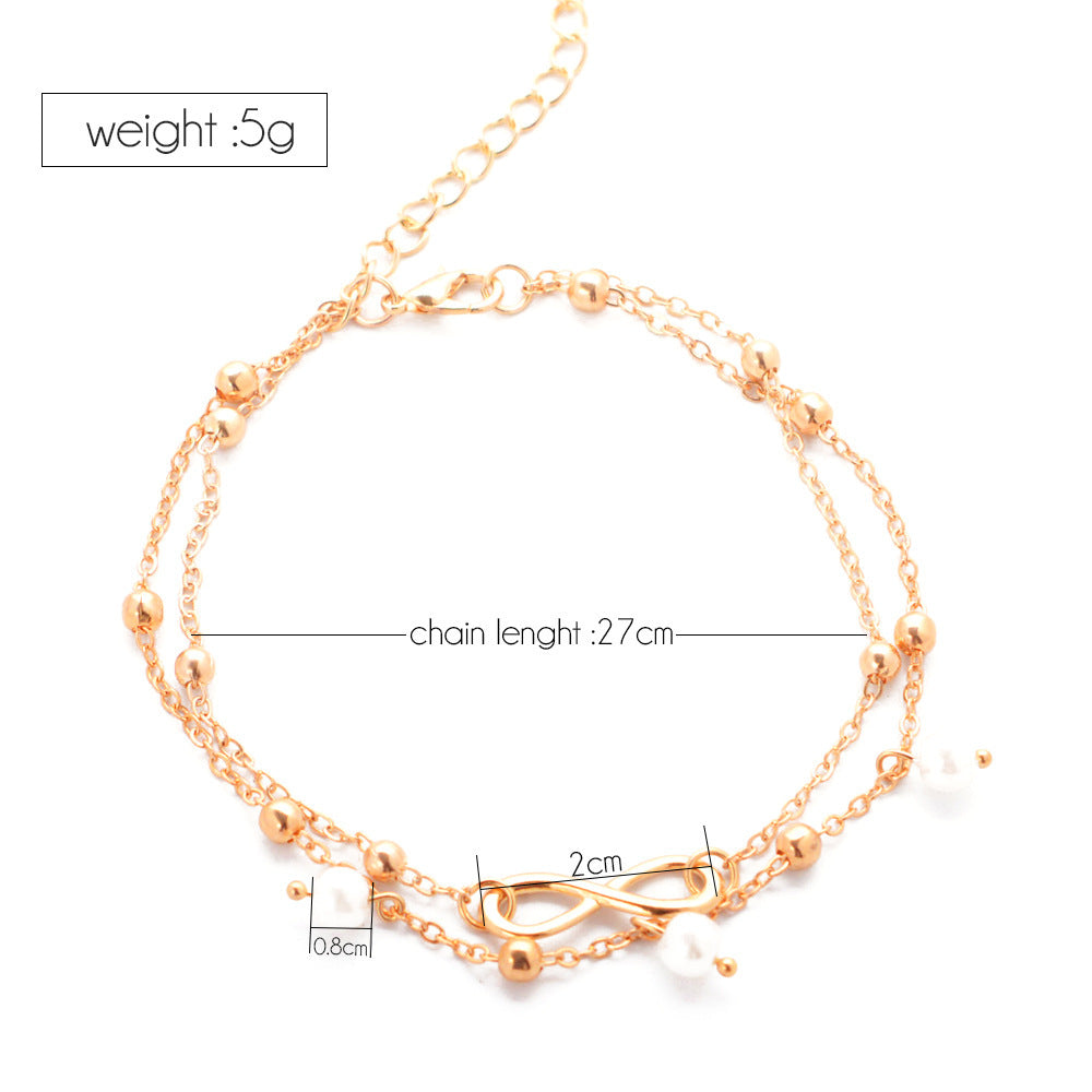 Women's Infiniti Anklet Double-layer Pearls