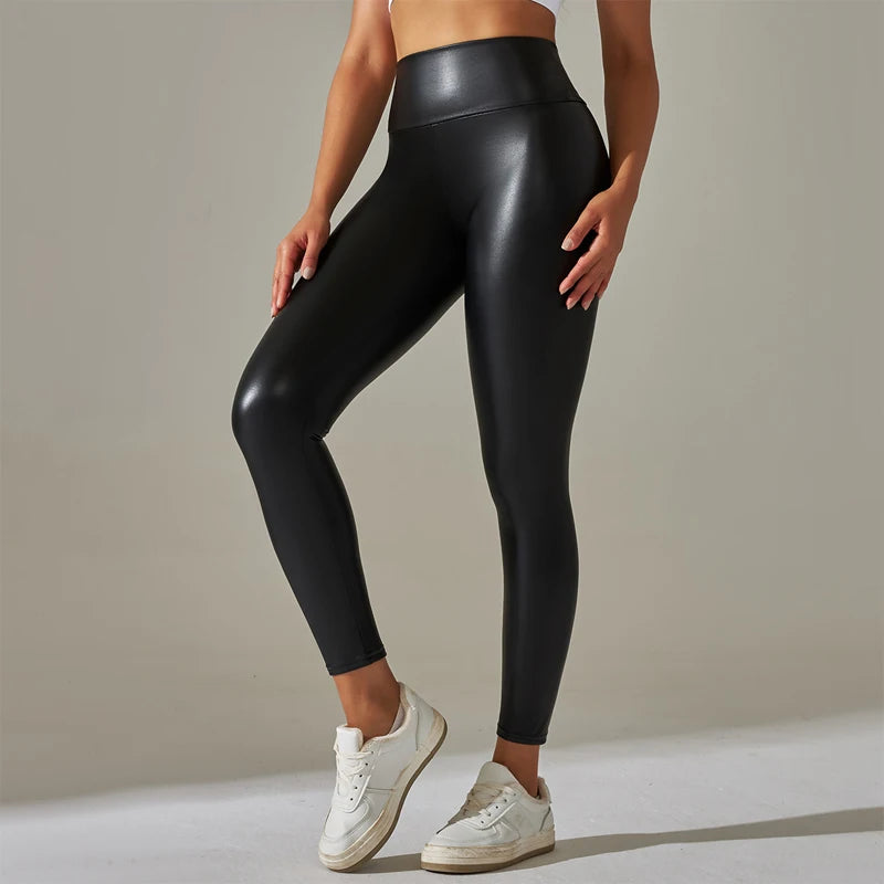 Women's Black Leather Leggings