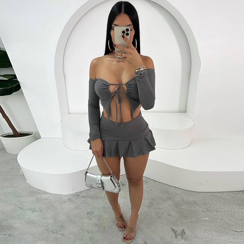 Tied Top And Short Skirt Set