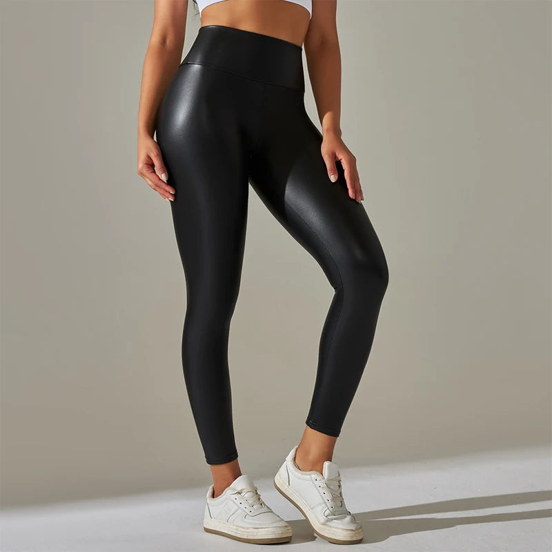 Women's Black Leather Leggings