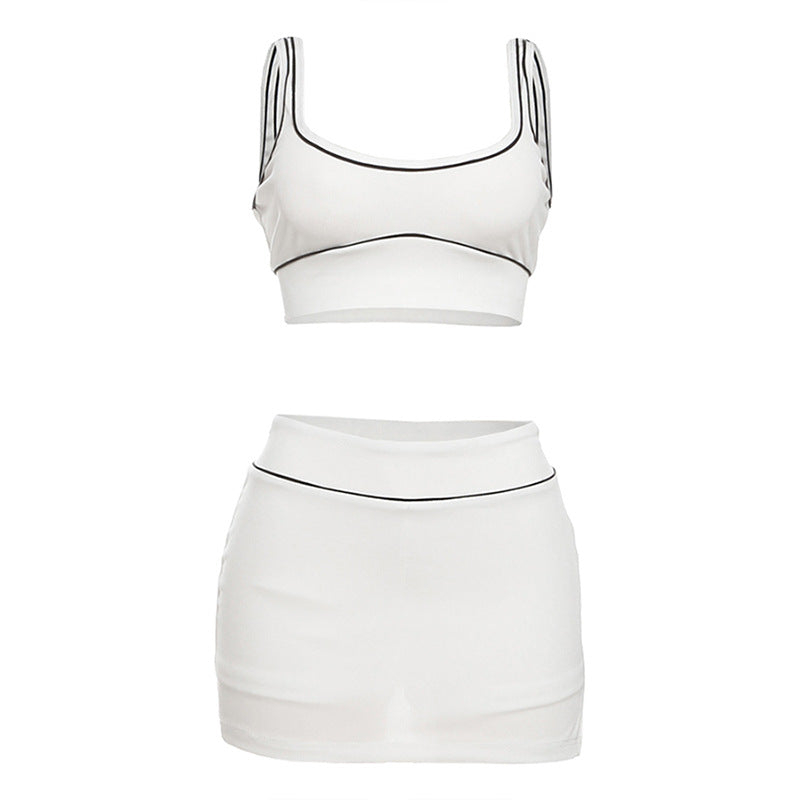 Cropped Tank Top Hip Skirt