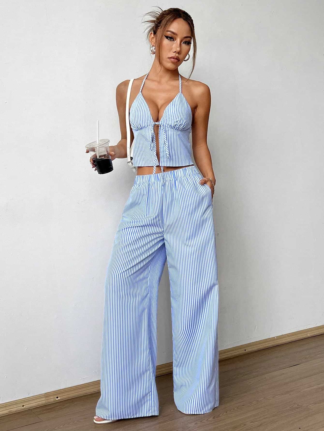 Stretchy Straight-leg Pants Casual Two-piece