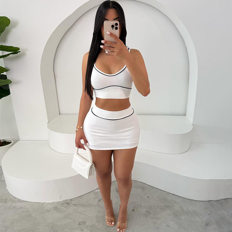 Cropped Tank Top Hip Skirt