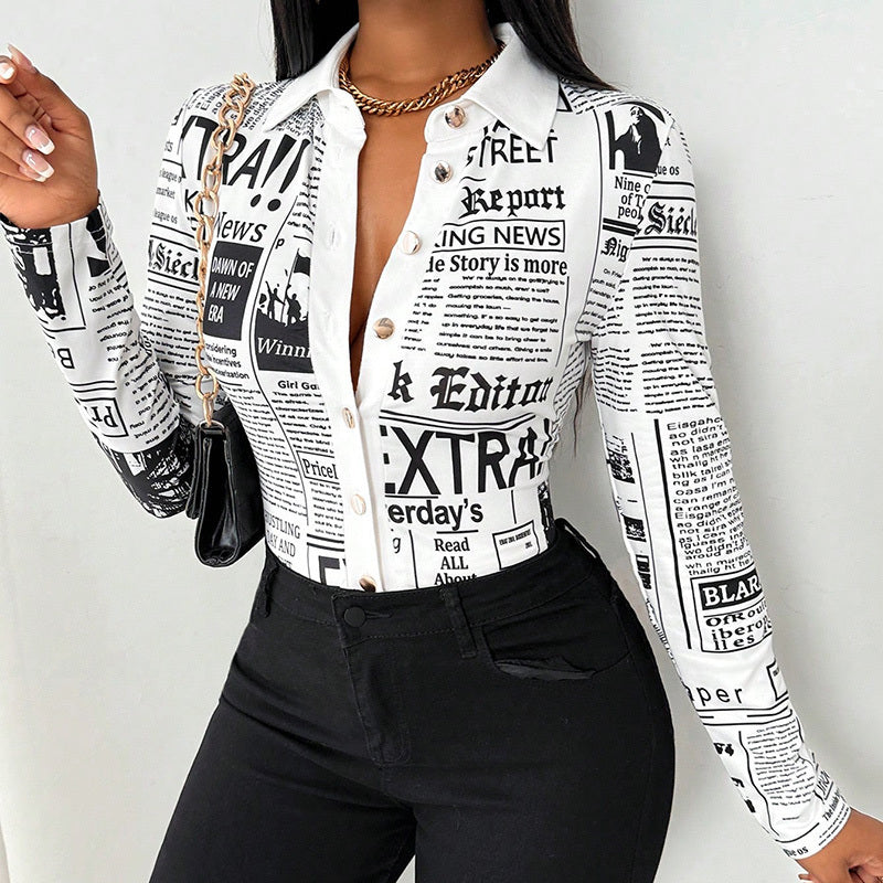 Women's Long Sleeve Casual Printed Shirt