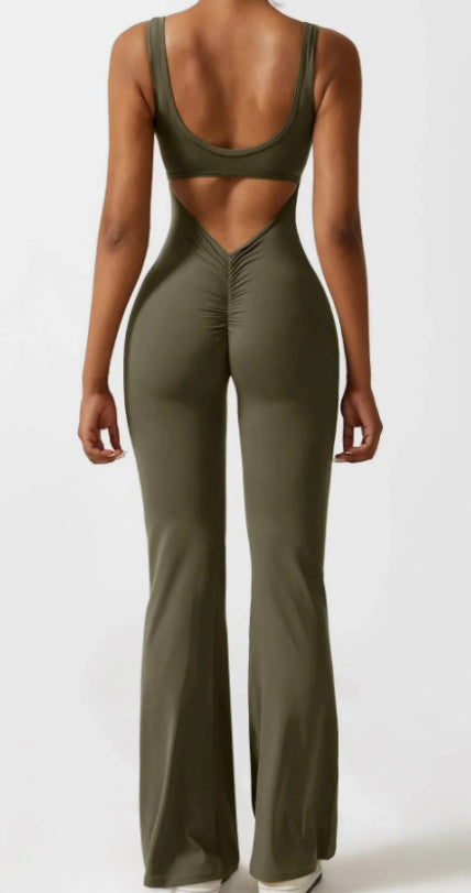 Women's flared pant one piece jumpsuit