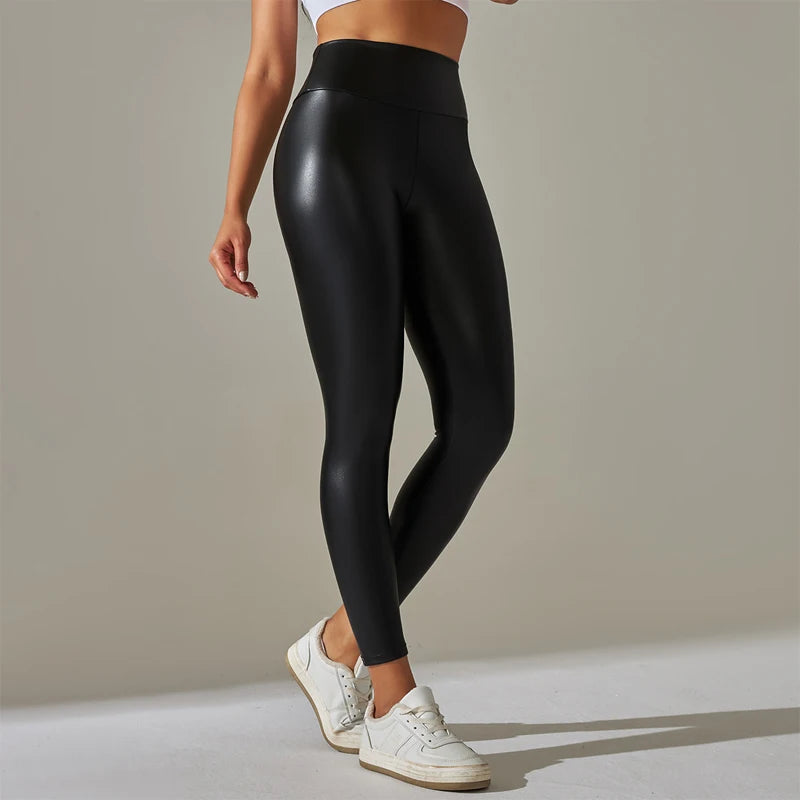 Women's Black Leather Leggings