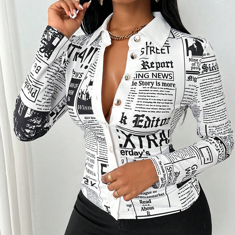 Women's Long Sleeve Casual Printed Shirt